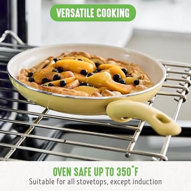 GreenLife 16 Piece Nonstick Cookware Set, Soft Grip Non-Toxic PFAS-Free Ceramic Pots & Pans, Dishwasher & Oven Safe, Frying, Sauce, Saute, Utensils, Glass Lids, Stay-Cool Handles, Wobble Free, Yellow - Image 11