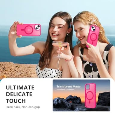 BENTOBEN for iPhone 15 Case, Magnetic iPhone15 Phone Case Compatible with MagSafe, Translucent Matte Magnetic Cover Shockproof Women Girl Protective Cute Case for iPhone 15 6.1", Hot Pink - Image 6
