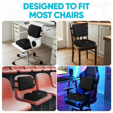 FORTEM Office Chair Cushion and Back Support for Office Chair, Lumbar Support Pillow, Memory Foam, Non Slip Sitting and Back Rest for Gaming, Car Seat Cushion, Chair Pad - Image 9