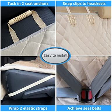 Bark Lover Dog Car Seat Cover for Back Seat Waterproof Backseat Protector, Nonslip Rear Seat Cover for Kids,Universal Size Fits Cars Trucks SUVs (Beige) - Image 3