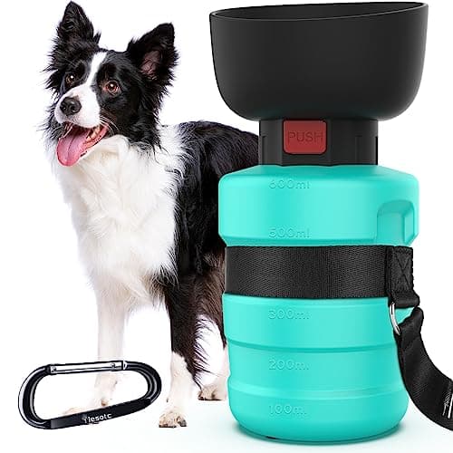 Lesotc Dog Water Bottle, Portable Water Dispenser with Bowl, Leak Proof Pet Travel Squeeze Bottle, Puppy Essentials Dog Stuff Accessories for Outdoor Walking, Hiking, Camping - Image 1