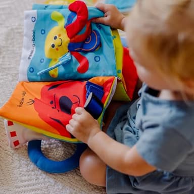 Melissa & Doug K’s Kids My First Activity Book 8-Page Soft Book for Babies and Toddlers Early Learning Developmental Plush Soft Activity for Babies and Toddlers - Image 7