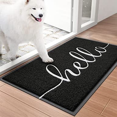 BeneathYourFeet Door Mat (30"x17.5",Black), Welcome Mat Low Profile Front Doormat Floor Mat Non Slip Rugs for Entryway, Patio, High Traffic Areas - Image 1