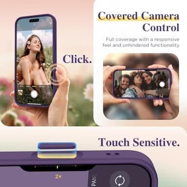GVIEWIN for iPhone 16 Pro Case Compatible with MagSafe, [Military Grade Protection] [2X Screen Protector] Full Camera Protection Floral Translucent Women Magnetic Phone Case, Cherry Blossoms/D. Purple - Image 3