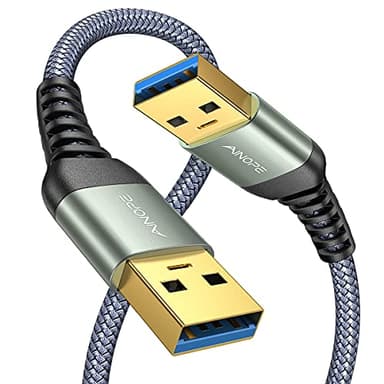 AINOPE USB to USB Cable, USB 3.0 A to A Male to Male Cable [Never Rupture] Double End Type A Cord Compatible with Hard Drive Enclosures, KVM, DVD Player, TV, Laptop Cooler,6.6Ft/Grey - Image 1