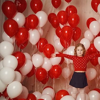 100pcs Red and white balloons 12 Inch Thickened Latex Red white Balloons for Mother's Day Decoration Valentine's Day Birthday Wedding Mother's Day Christmas Party Decorations - Image 6