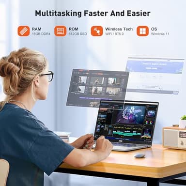 AOC 15.6" Laptop for Students and Business, 2025 Laptop Computer with Intel N97 Processor(Up to 3.6GHz), 16GB RAM, 512GB ROM, HD IPS Display Windows 11 Laptop, Webcam, Metal Shell, Light&Thin, Type-C - Image 3