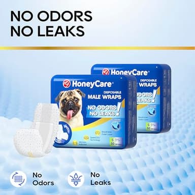 HONEY CARE All-Absorb A26 Male Dog Wrap, 50 Count, Small - Image 3