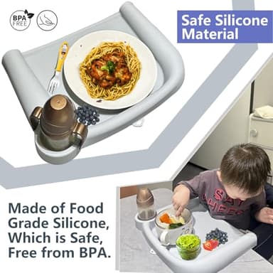 FAILUN Silicone Baby Dining Tray Compatible with Inglesina Fast Table Chair & Other Hook-On High Chairs,Portable Clip-On Fast Table Chair Baby Tray, Dishwasher Safe & BPA Free (Upgraded White) - Image 6
