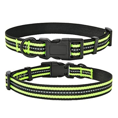 Mile High Life Reflective Dog Collar | Nylon Pet Collars wiith Buckle | Light Weight Puppy Collars | Lime Green Dog Collars for Small Dogs (Lime Green, X-S) - Image 1