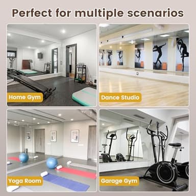 LOAAO Home Gym Mirror, 56"x24"-2 PCS Gym Mirrors for Wall, Frameless, Tempered Glass, Large Workout Mirrors for Home Gym, Dance Studio, Yoga Room, Garage Gym - Image 6