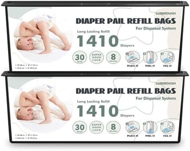 Diaper Pail Refill Bags - Compatible with Genie Easy Roll Signature & Platinum Pails | Each 30 Bags Holds Up to 1410 Newborn Diapers | 7-Layer OdorLock Technology | 2 Pack(60 Bags - Image 3