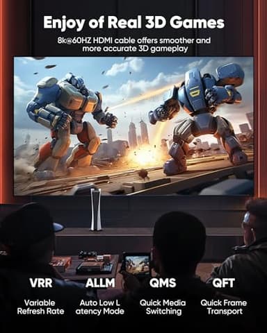 Snowkids Long HDMI Cable 35 ft, 8K 48Gbps Ultra High-Speed HDMI 2.1 Cables Cord, 10K 8K@60Hz, 4K@120Hz Compatible for TV/Laptop/Monitor/PS-5/X-box/Projector/Entertainment, Sound System & More - Image 5