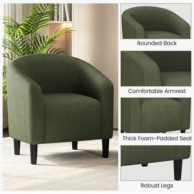Yaheetech Barrel Chairs, Furry Accent Chairs, Sherpa Chairs with Soft Padded Armrest, Fuzzy Club Chairs for Living Room Bedroom Waiting Room Office, Accent Chairs Set of 2, Dark Green - Image 9