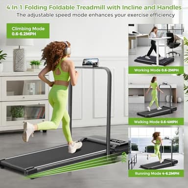Walking Pad with Incline and Handle Bar, 3.0HP Portable Electric Walking Pads Treadmill with Handles for Home Small Spaces, 0.6-6.2 MPH Compact Small Under The Desk Treadmills Home, 320LBS Capacity - Image 3