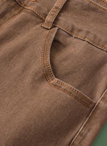 Sidefeel Women's Brown Jeans High Waisted Tummy Control Strechy Straight Leg Denim Summer Pants Size 8 - Image 6