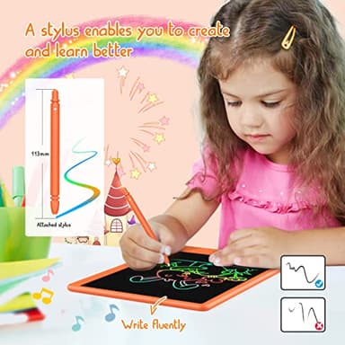 BUKEBU LCD Writing Tablet Doodle Board, Colorful Drawing Pad, Electronic Drawing Tablet, Drawing Pads,Travel Gifts for Kids Ages 3 4 5 6 7 8 Year Old Girls Boys (10.5 inch, Orange) - Image 3