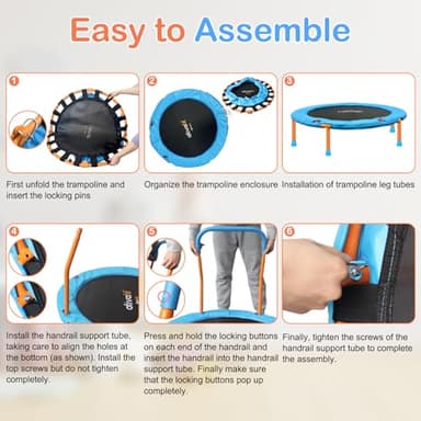 Ativafit 36inch Mini Toddler Trampoline for Kids Ages 1-6 Indoor Outdoor Folding Small Rebounder Trampoline with Foam Handle Safety Padded Cover Fun for Kids - Image 9