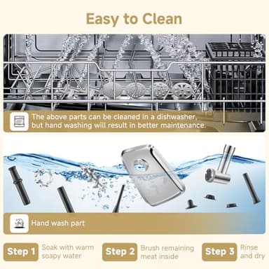 AAOBOSI Meat Grinder Electric, [3000W Max] Meat Grinder Heavy Duty with 2 Stainless Steel Blades & 4 Grinding Plates, Sausage Maker & Kibbe Kit for Home Kitchen Using - Image 5