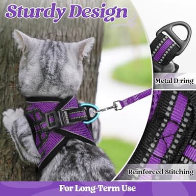 rabbitgoo Cat Harness and Leash Set for Walking Escape Proof, Adjustable Soft Kittens Vest with Reflective Strip for Cats, Comfortable Outdoor Vest, Purple, S - Image 5