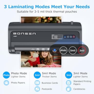 BONSEN A4 Laminator Machine, 9.33-Inch Thermal Laminator with Never Jam Technology, 100 Laminating Sheets, Laminates Photos Cards Documents, 4-in-1 Personal Laminators for Teachers Home Office School - Image 3