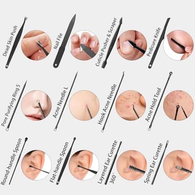 Nail Clippers Set, 26 Piece Manicure Set & Pedicure Kit, Stainless Steel Fingernail & Toenail Clipper Cutters, Professional Nail Care Tools with Luxurious Travel Case for Men and Women, Black - Image 4