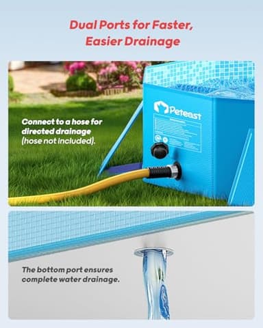 Peteast Foldable Dog Kiddie Pool with Stable Side Support, Hard Plastic Shell Portable Dog Pool, Collapsible Swimming Pools for Pet and Kids, 64 in - Image 4