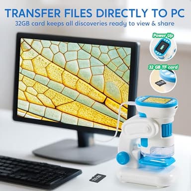 Klever Kits 2 in 1 Handheld Microscope for Kids, 1000X HD Digital Kids Microscope with 2.0'' LED Screen, Portable Pocket Handheld with Slides, 32G Card, Edu Gifts Toys for Ages 5-12 - Image 3