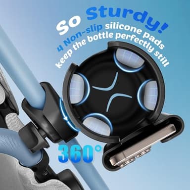 Guiseapue 2 Packs Cup Holder for Walker: Stroller Cup Holder Attachment with Phone Holder, Wheelchair/Stroller Accessories for Uppababy, Nuna, Doona, Bike, Scooter, Baby Travel Essential - Image 4