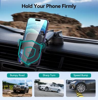 DOLYOFG Car Phone Holder Mount, [Military-Grade Suction & Super Sturdy Base] 3 in 1 Universal Phone Mount for Car Dashboard Windshield Air Vent Car Mount for iPhone Android Smartphone - Image 7