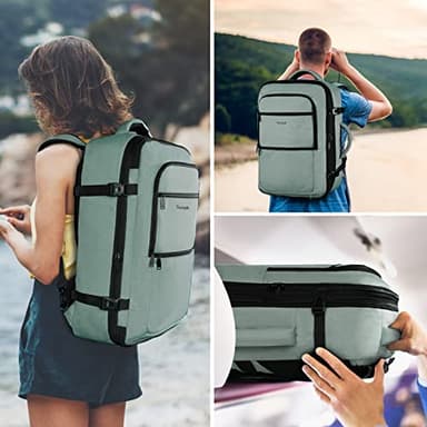 Vancropak Travel Bag, Large 40L Carry on Backpack Airline Approved Expandable Suitcase Daypack, Water Resistant Travel Backpack Overnight Lightweight Luggage Weekender Bag for Flight Men Women, Cyan - Image 8