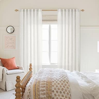 MEETBILY Ivory Linen Blend Curtains 72 Inch Long for Living Room 2 Panels Set Back Tab Semi Sheer Light Reducing Neutral Modern Farmhouse Window Curtain Drapes for Laundry Dining Room 50x72 in Length - Image 6