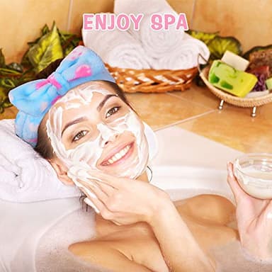 UMIKU 8 Pack Spa Headband for Women Facial Makeup Headband Soft Coral Fleece Christmas Stocking Stuffers Bow Hair Band Head Wraps for Washing Face Mask Spa Gifts For Women Gifts Basket - Image 3