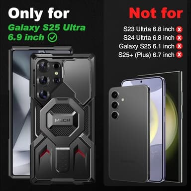 TONGATE Magnetic for Samsung Galaxy S25 Ultra Case with Privacy Screen Protector, [Compatible with MagSafe][Camera Protective Cover][Military-Grade Protection] Ring Stand Phone Case S25 Ultra, Black - Image 2