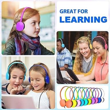 XOSDA 40 Pack Classroom Headphones Bulk for School Students Kids, Multi Colored Children Headsets Earphones for Chromebook, Computer, Laptop and More (PU102,40 Mixed) - Image 6