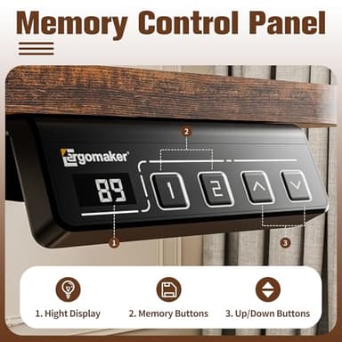 ERGOMAKER 35" Electric Standing Desk, Adjustable Height, Sit Stand Up Desk for Home Office & Computer Workstations, Memory Controller, Rustic Brown - Image 5
