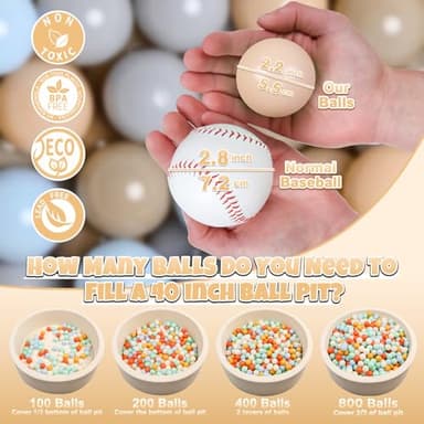 GOGOSO Ball Pits Balls for Toddlers 1-3, Plastics Shape Ball Non-Phthalate Non-BPA Non-Toxic 2.2-Inch Crush Proof Play Balls Play Tent Pool Playhouse Playpen Party Decoration,100pcs - Image 2