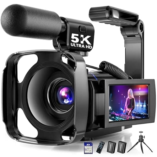 5K Video Camera Camcorder, UHD 64MP Vlogging Camera for YouTube with 3" 270° Rotatable Touch Screen, Digital Camera with IR Night Vision, 16X Zoom/WiFi/Webcam/HD/32GB Card/2 Batteries/Microphone - Image 1