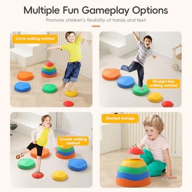 CINDALOG Stepping Stones for Kids, 5pcs Durable Non-Slip Plastic Balance Stones, Promoting Children's Coordination Skills Sensory Play Equipment for Toddlers - Image 3