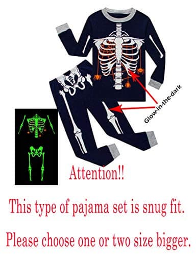 Family Feeling Baby Infant Boys Girls Glow-in-The-Dark Skeleton Halloween Pajamas Sets Long Sleeve Kids Toddler Pjs Blue Size 18-24 Months - Image 2