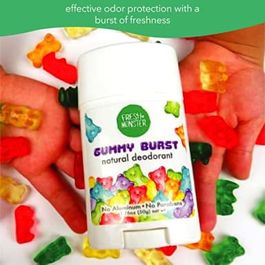 Fresh Monster Natural Deodorant for Kids & Teens I Mom's Choice Gold Award Winner | Aluminum-Free, Paraben-Free, Hypoallergenic I 24-Hour Protection I Gummy Burst Scent I 1.76 oz (3) - Image 6