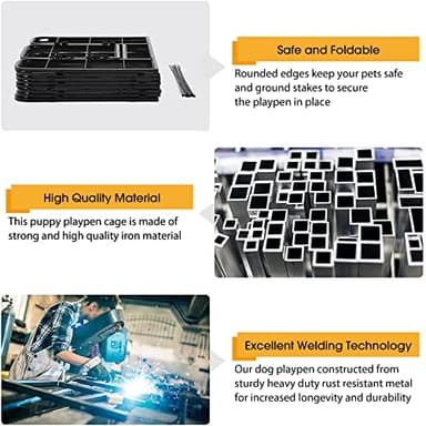 BestPet | Dog Playpen | 24 Inch, 24 Panels | Heavy Duty Metal Pet Exercise Pen | Indoor Outdoor Fence Panels | Rust-Resistant, Removable, Tool-Free Setup | Anti-Skid, Expandable Design - Image 7