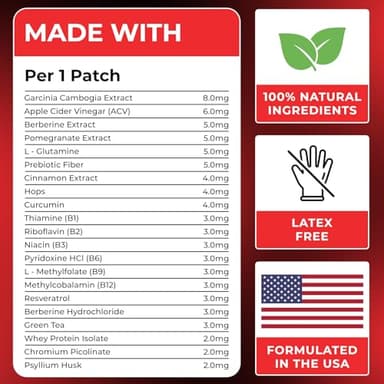 VIORY GLP-1 Patches for Women & Men | GLP1 Patch with Berberine, L-Glutamine, Garcinia Cambogia, Resveratrol | 60 Days Supply - Image 5