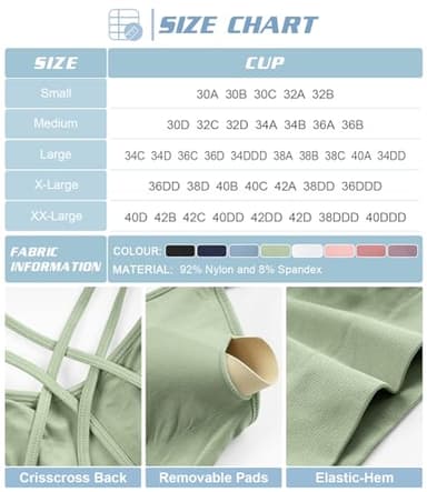 VEQKING Women's Cross Back Sports Bra Padded Strappy Medium Support Yoga Bra for Workout Fitness 3 Pack - Image 4