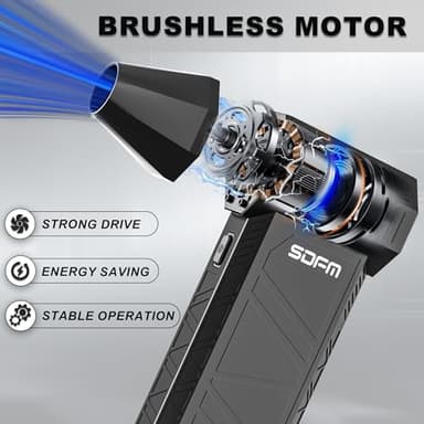SDFM Compressed Air Duster - Electric Air Duster with Built in Brushless Motor,130,000RPM, 3-Speed Adjustable Air Blower - Suitable for Keyboard, Computer, car, and Home Cleaning (X3) (Max-Black) - Image 3