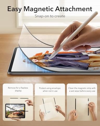 ESR Paper-Feel Magnetic Screen Protector for iPad Air 11 Inch M3/M2 (7th/6th Gen, 2025/2024), Write and Draw Like on Paper, Detachable and Reusable, Compatible with Tempered Film, Matte, Anti-Glare - Image 4