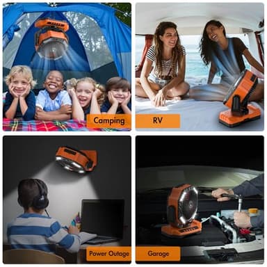 40000mAh Battery Powered Camping Fan - 136H Max Cooling, Rechargeable Battery Operated Oscillating Floor Fan with Charger, Remote & Hook, Portable for Tent Outdoor Patio Garage Hurricane Power Outage - Image 8