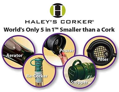 Haley's Corker Black 5-in-1 Wine Aerator, Stopper, Pourer, Filter and Re-Corker, 4-Pack - Image 5