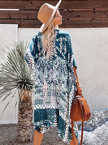 Moss Rose Beach Vacation Essentials for Women Kimono Cover ups Swim Cover up Bohemian Swimsuit Wear - Image 5