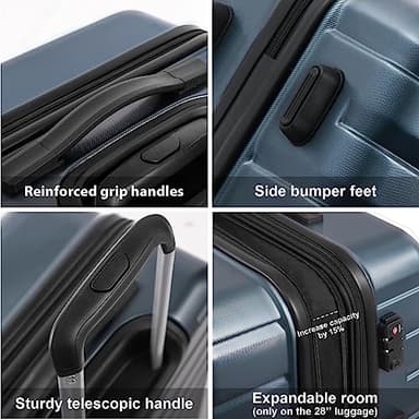 COOLIFE Expandable Suitcase PC ABS TSA Luggage 3 Piece Set Lock Spinner Carry on (Teal blue) - Image 4